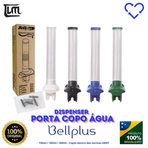 Imagem de Dispenser Suporte Porta Copos Água Descartáveis 150ml 180ml 200ml Parede Bellplus