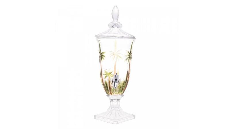 Dispenser Suqueira De Cristal 2 Litros Ecológico Com Pé E Tampa Decorada Palm Tree Handpaint Wolff Imagem de Dispenser Suqueira De Cristal 2 Litros Ecológico Com Pé E Tampa Decorada Palm Tree Handpaint Wolff