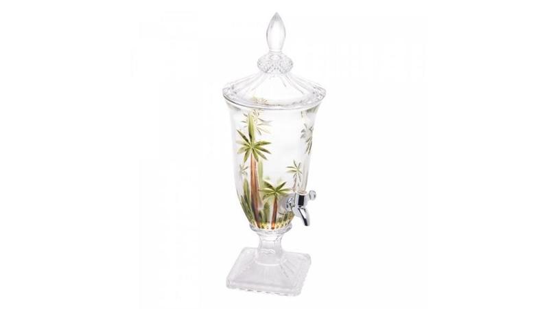 Dispenser Suqueira De Cristal 2 Litros Ecológico Com Pé E Tampa Decorada Palm Tree Handpaint Wolff Imagem de Dispenser Suqueira De Cristal 2 Litros Ecológico Com Pé E Tampa Decorada Palm Tree Handpaint Wolff