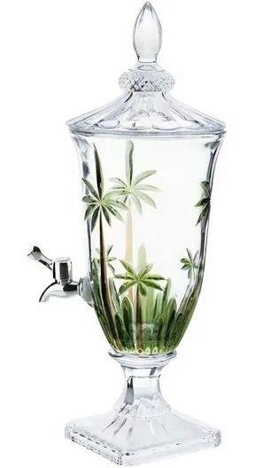 Dispenser Suqueira De Cristal 2 Litros Ecológico Com Pé E Tampa Decorada Palm Tree Handpaint Wolff Imagem de Dispenser Suqueira De Cristal 2 Litros Ecológico Com Pé E Tampa Decorada Palm Tree Handpaint Wolff