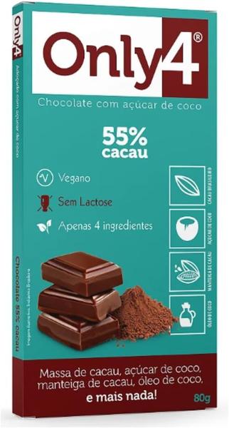 Imagem de Display 6 Unidades Chocolate Puro 55% Cacau Only4 80g