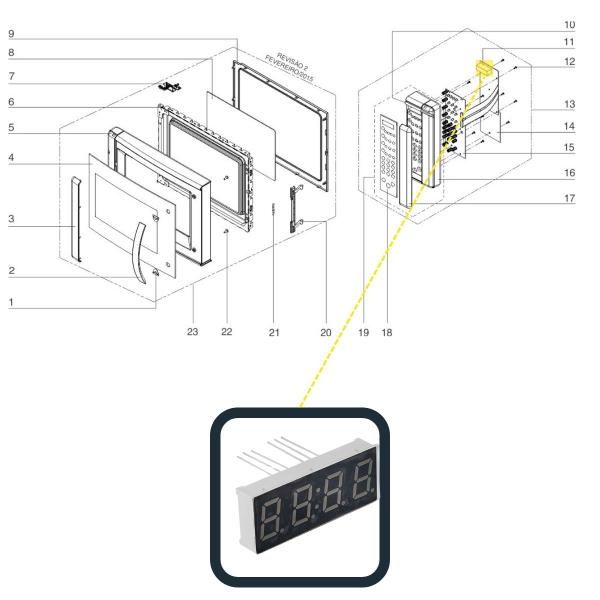 Imagem de Display Azul Da Placa Para Micro-ondas Electrolux MEC41 MB-38X ME-41X Casa Das Interfaces - HSN-4041GH-PJ