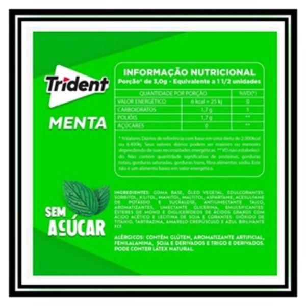 Display (c/ 12 un) Goma De Mascar Chiclete Trident Menta Verde Com 14 Unidades 25.2g Imagem de Display (c/ 12 un) Goma De Mascar Chiclete Trident Menta Verde Com 14 Unidades 25.2g
