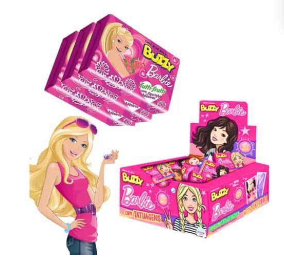 Imagem de Display Chiclete Barbie Tattoo Tutti Frutti Buzzy C/100 Unid