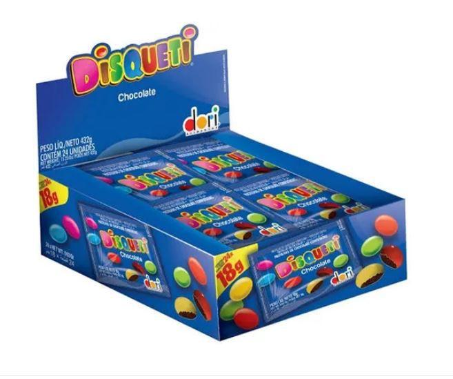 Display Disqueti Chocolate Confeito Caixa C/72un de 18gr - Dori Imagem de Display Disqueti Chocolate Confeito Caixa C/72un de 18gr