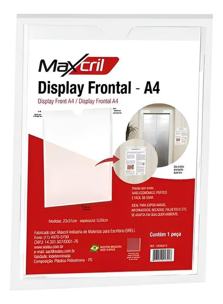 Imagem de Display MAXCRIL Acrílico Expositor Recado Folhetos A4 Parede - 10090013