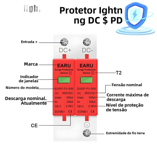 Imagem de Dispositivo De Proteção Contra Surtos De Energia Doméstica De Baixa Tensão SPD Pára-raios 1/2/3/4