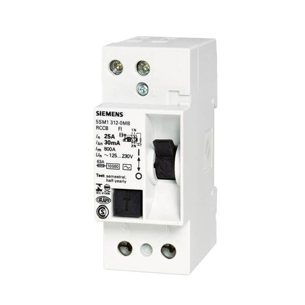 Imagem de Dispositivo DR 2P 25A/30MA 5SM1 312-0 MB 220000022839 - Siemens