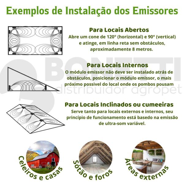 Imagem de Dispositivo para Afastar Pombo com 1 Emissor Repele Pássaros Áreas Externas Varandas Modelo Rep01