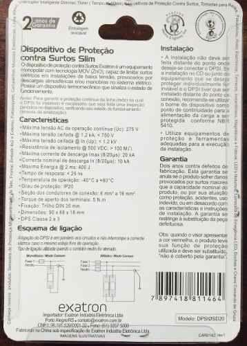 Imagem de Dispositivo Proteção Contra Surtos DPS 20ka Bivolt Exatron