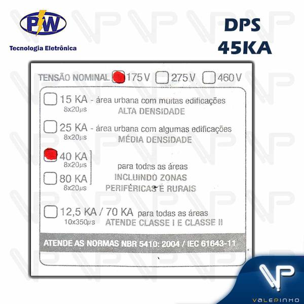 Imagem de DISPOSITIVO PROTETOR CONTRA SURTO DPS DIN  40KA UNIPOLAR CLASSE Il 175V/275V