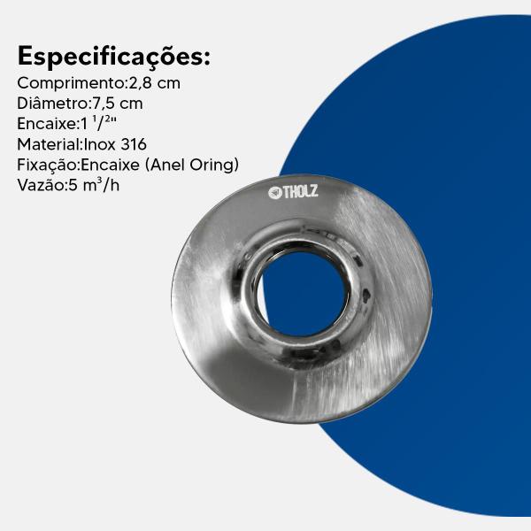 Imagem de Dispositivo Retorno Piscina Azulejo Em Aço Inox 316 Tholz