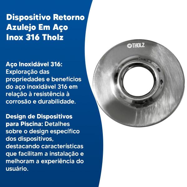 Imagem de Dispositivo Retorno Piscina Azulejo Em Aço Inox 316 Tholz