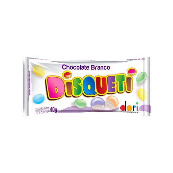 Disqueti Chocolate Branco Confeitado Com Casquinha Crocante - Dori Alimentos Imagem de Disqueti Chocolate Branco Confeitado Com Casquinha Crocante