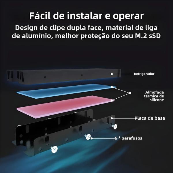 Imagem de Dissipador de Calor Dupla Face para SSDs M.2 2280 NVMe - PS5 e PC