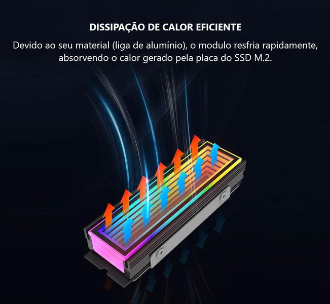 Imagem de Dissipador de Calor SSd M2 Nvme Led Infinito Argb 5v 3pin