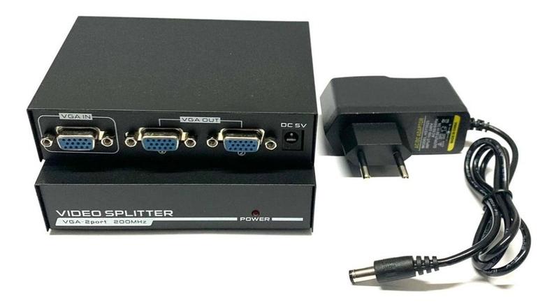 Imagem de Distribuidor De Sinal Splitter Vga 1x2 1 Entrada 2 Saídas