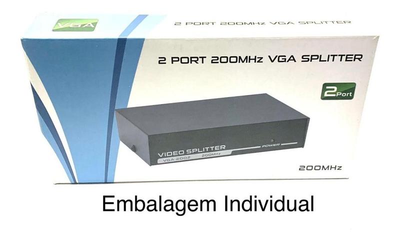 Imagem de Distribuidor De Sinal Splitter Vga 1x2 1 Entrada 2 Saídas