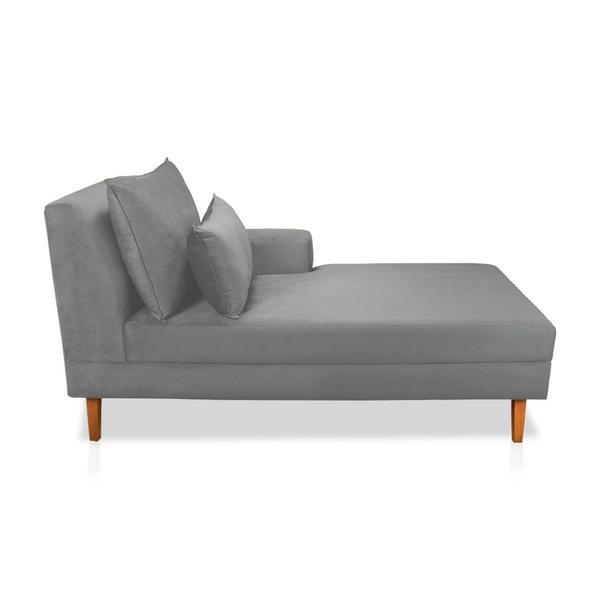 Imagem de Divã Chaise Chloe 160 cm Veludo Pés Chanfrado Castanho - D'Rossi