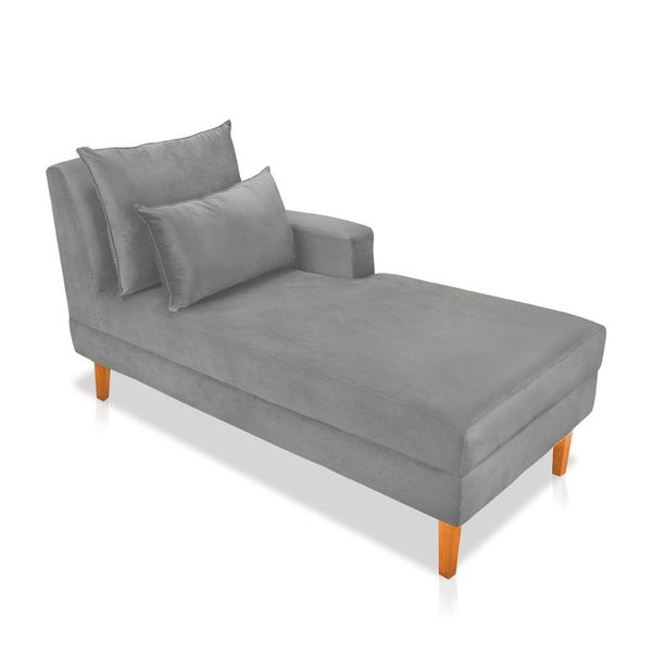 Imagem de Divã Chaise Jade 1,60 Cm Pés chanfrado Linho Cinza