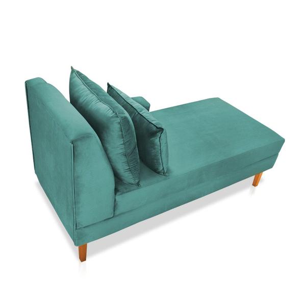 Imagem de Divã Chaise Jade 1,60 Cm Pés chanfrado Suede Azul Tiffany