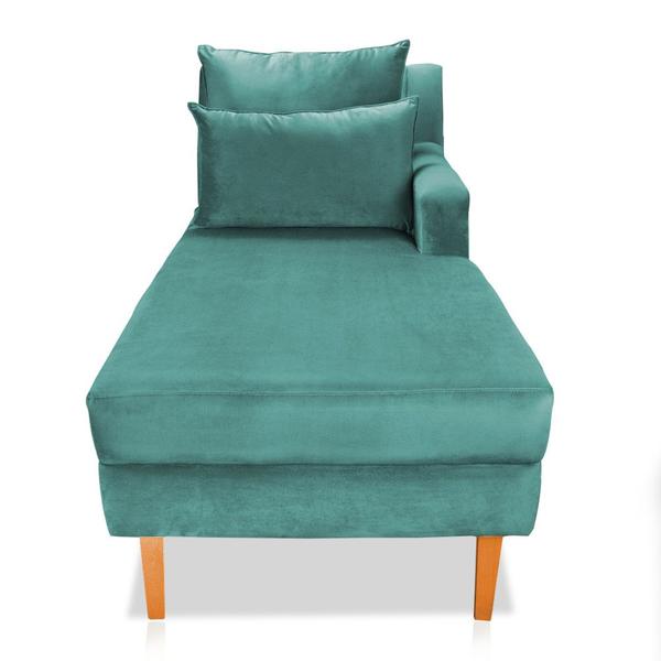 Imagem de Divã Chaise Jade 1,60 Cm Pés chanfrado Suede Azul Tiffany