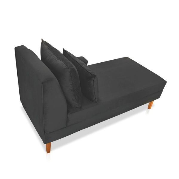 Imagem de Divã Chaise Jade 1,60 Cm Pés chanfrado Suede Grafite