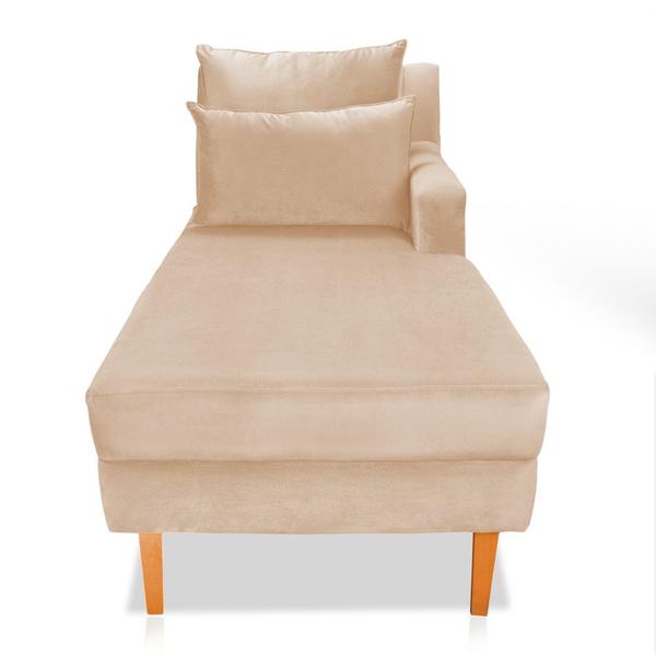 Imagem de Divã Chaise Jade 1,60 Cm Pés chanfrado Suede Nude