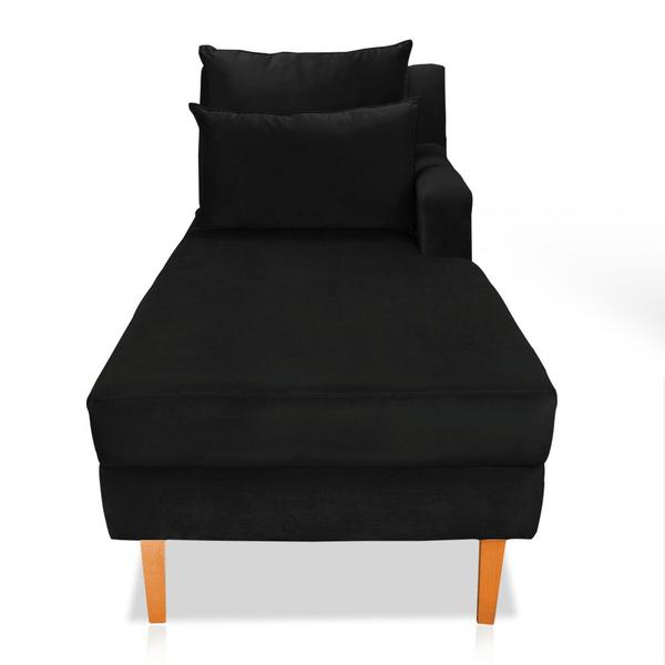 Imagem de Divã Chaise Jade 1,60 Cm Pés chanfrado Suede Preto