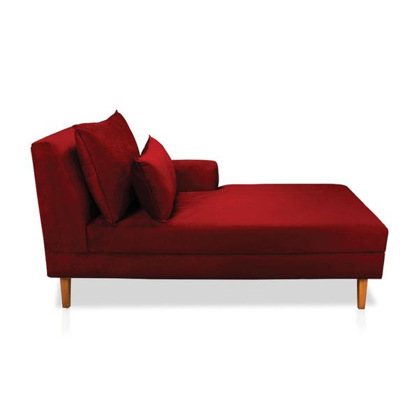 Imagem de Divã Chaise Jade 1,60 Cm Pés chanfrado Suede Vermelho