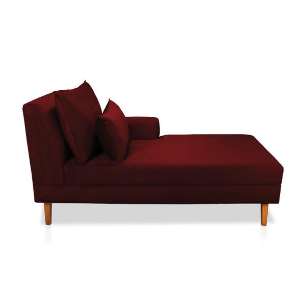 Imagem de Divã Chaise Jade 1,60 Cm Pés chanfrado Suede Vinho Bordô