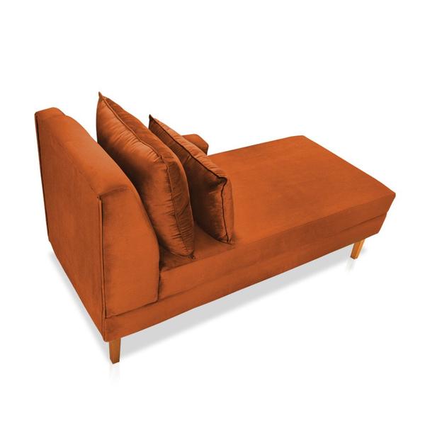 Imagem de Divã Chaise Jade 1,60 Cm Pés chanfrado Veludo Terracota