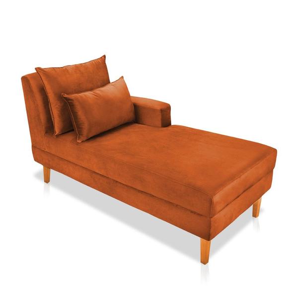 Imagem de Divã Chaise Jade 1,60 Cm Pés chanfrado Veludo Terracota