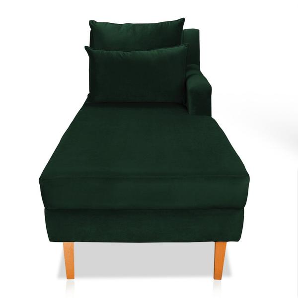 Imagem de Divã Chaise Jade 1,60 Cm Pés chanfrado Veludo Verde