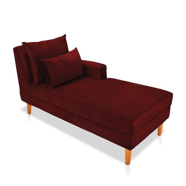 Imagem de Divã Chaise Jade 1,60 Cm Pés chanfrado Veludo Vinho