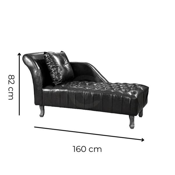 Imagem de Divã Chesterfield Anna Recamier 160cm Via Encanto Preto Lado Esquerdo