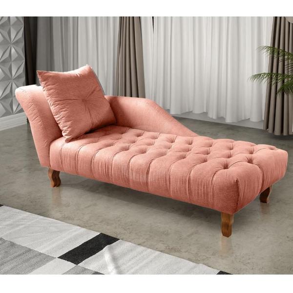 Imagem de Divã Chesterfield Anna Recamier 160cm Via Encanto Veludo Rosê Lado Esquerdo