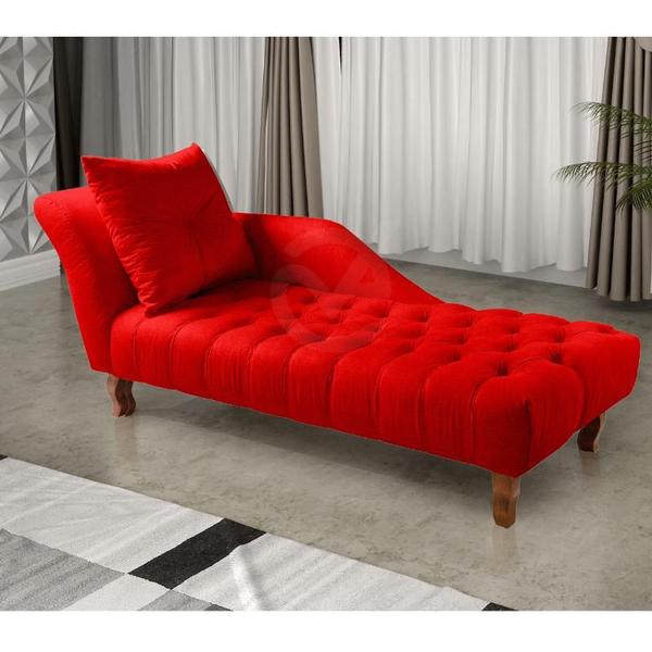 Imagem de Divã Chesterfield Anna Recamier 160cm Via Encanto Veludo Vermelho Lado Esquerdo