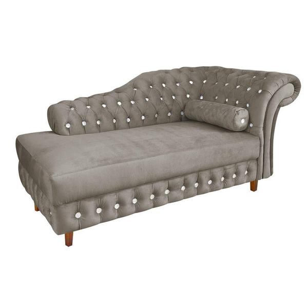 Imagem de Divã Chesterfield Capitonado Marrom Rato com Strass Suede