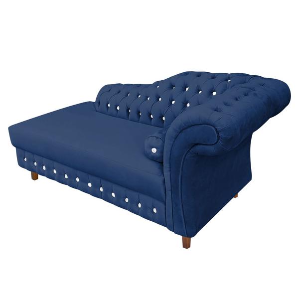 Imagem de Divã Chesterfield Juliette 160 Cm Pés Chanfrado Azul Marinho