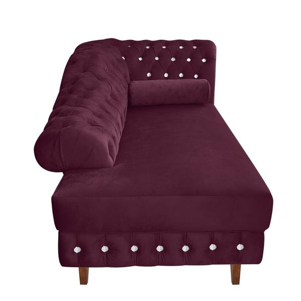 Imagem de Divã Chesterfield Juliette 160 Cm Pés Chanfrado Suede Vinho