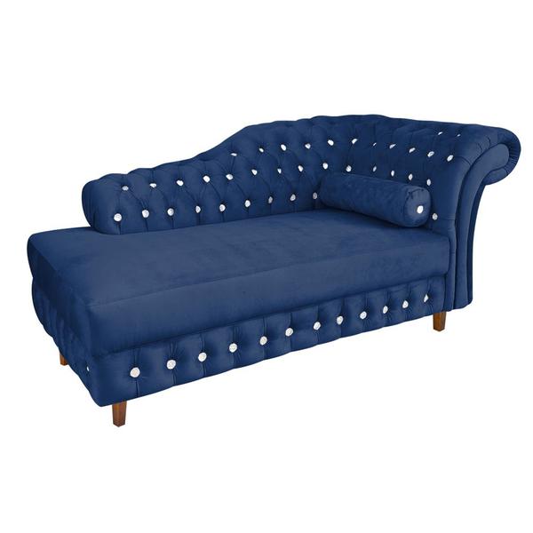 Imagem de Divã Chesterfield Juliette 160Cm Pés Chanfrado Azul Marinho