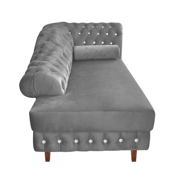 Imagem de Divã Chesterfield Juliette 160Cm Pés Chanfrado Grafite