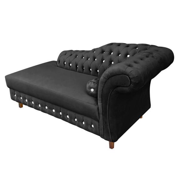 Imagem de Divã Chesterfield Juliette 160Cm Pés Chanfrado Veludo Preto