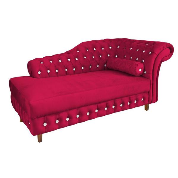 Imagem de Divã Chesterfield Juliette 160Cm Pés Chanfrado Vermelho