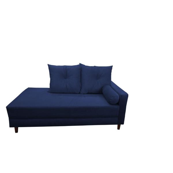 Imagem de Divã Recamier Berlim 1,80 cm Lado Direito Suede Azul Marinho