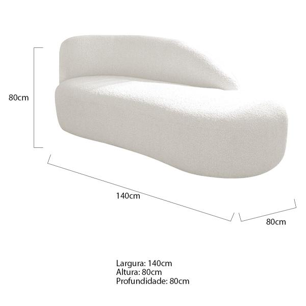 Imagem de Divã Recamier Curvo Luna 140cm Lado Direito Bouclé - ADJ Decor