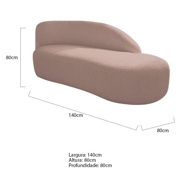 Imagem de Divã Recamier Curvo Luna 140cm Lado Direito Linho - ADJ Decor