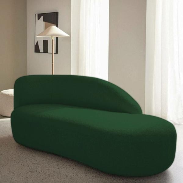 Imagem de Divã Recamier Curvo Luna 140cm Lado Direito Suede Verde