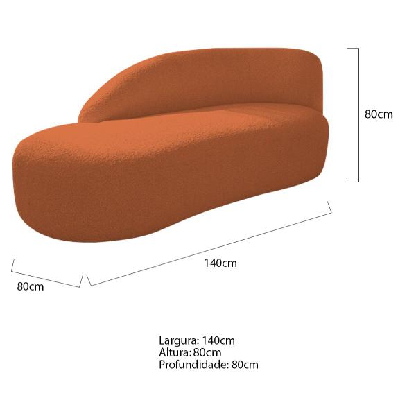 Imagem de Divã Recamier Curvo Luna 140cm Lado Esquerdo Suede - ADJ Decor